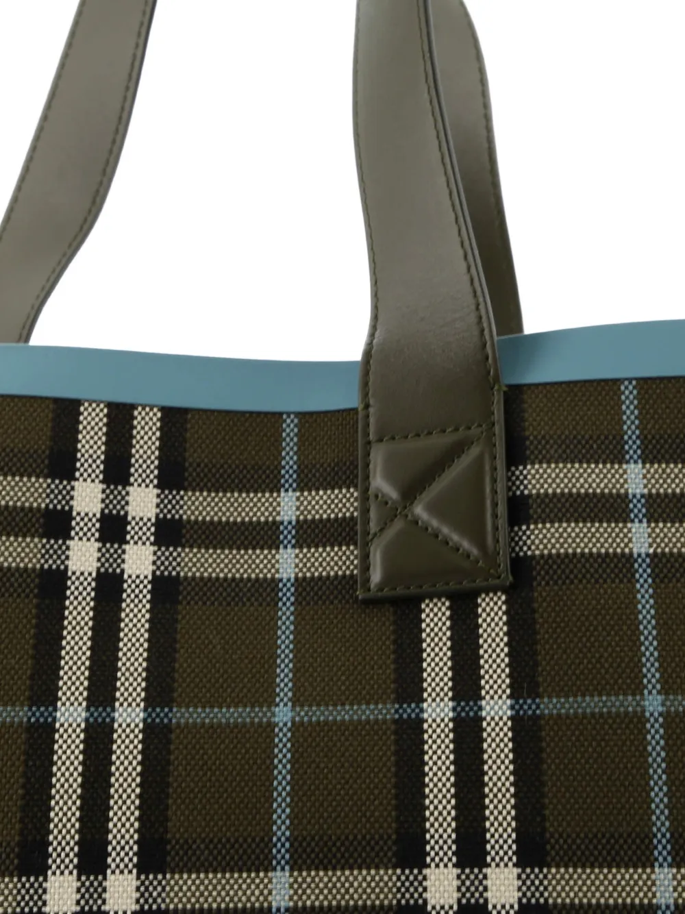 Pre-owned Burberry London Check Canvas Medium Tote Bag In Blue