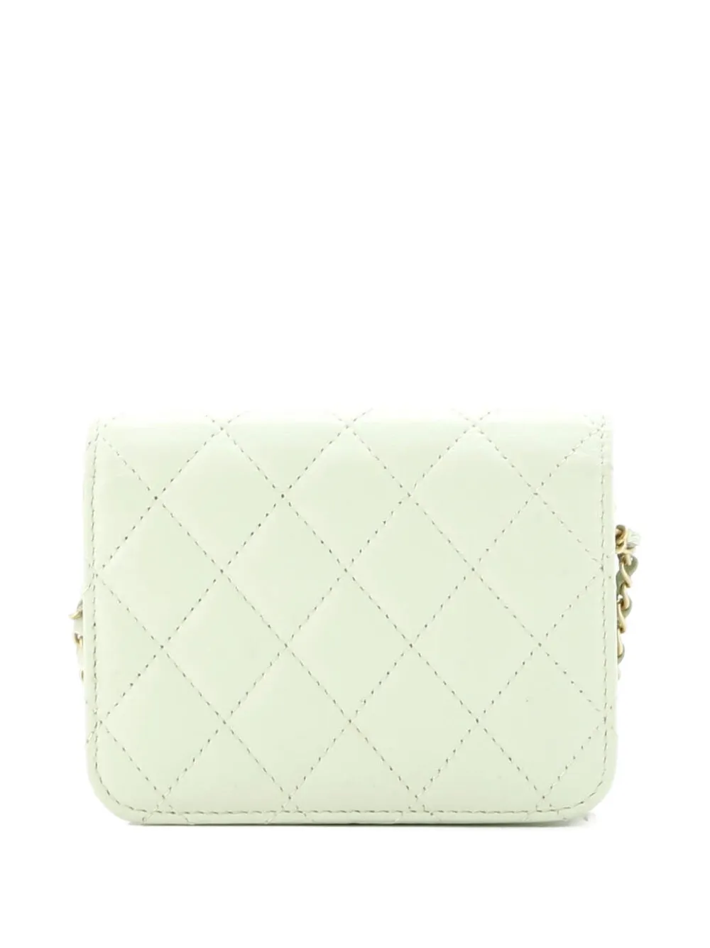 CHANEL Pre-owned Pearl Crush Flap Clutch With Chain Quilted Lambskin Mini Crossbody Bag In Green