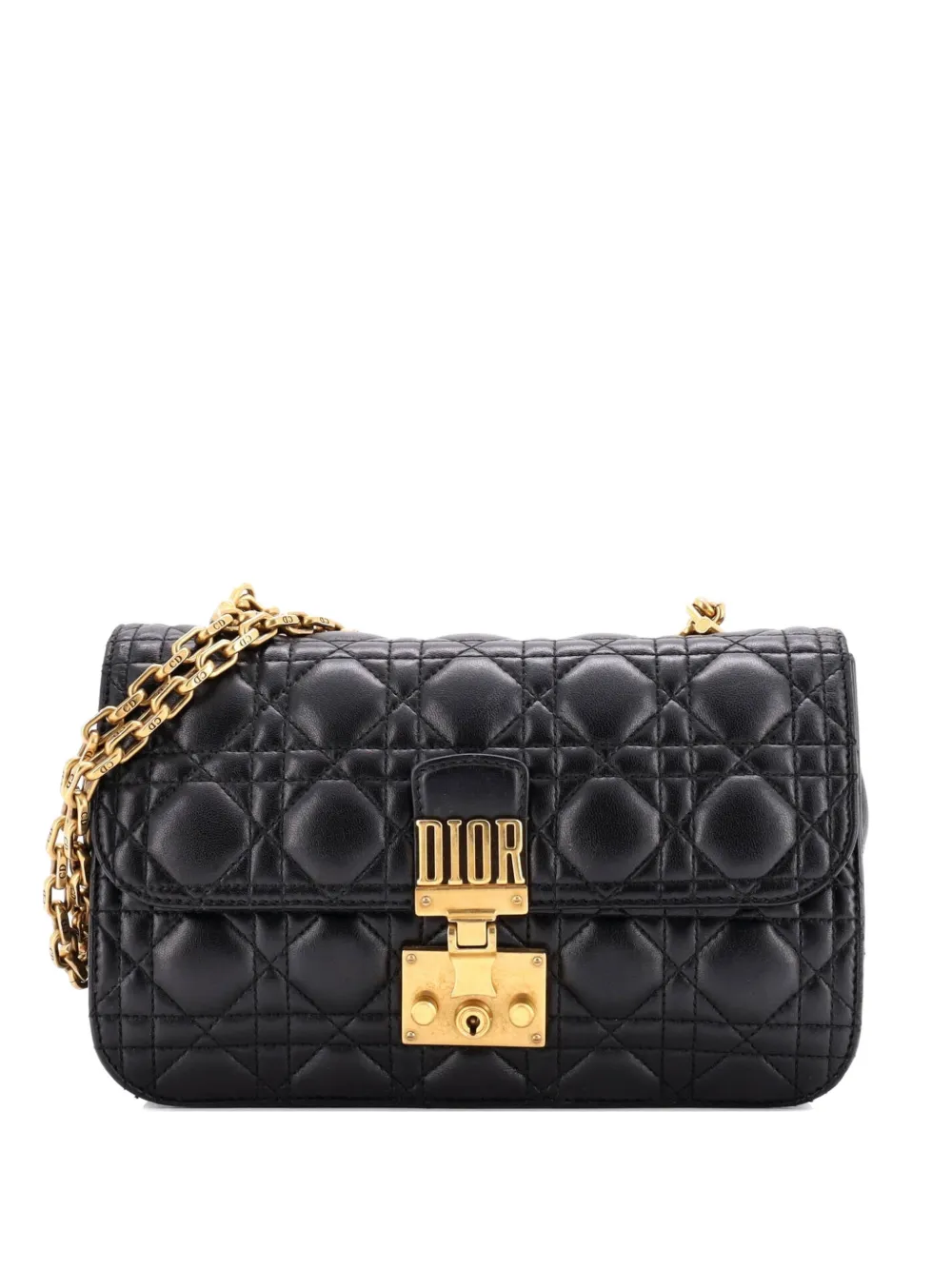 Christian Dior Pre-Owned Dioraddict Flap Bag Cannage Quilt Lambskin Medium shoulder bag - Nero