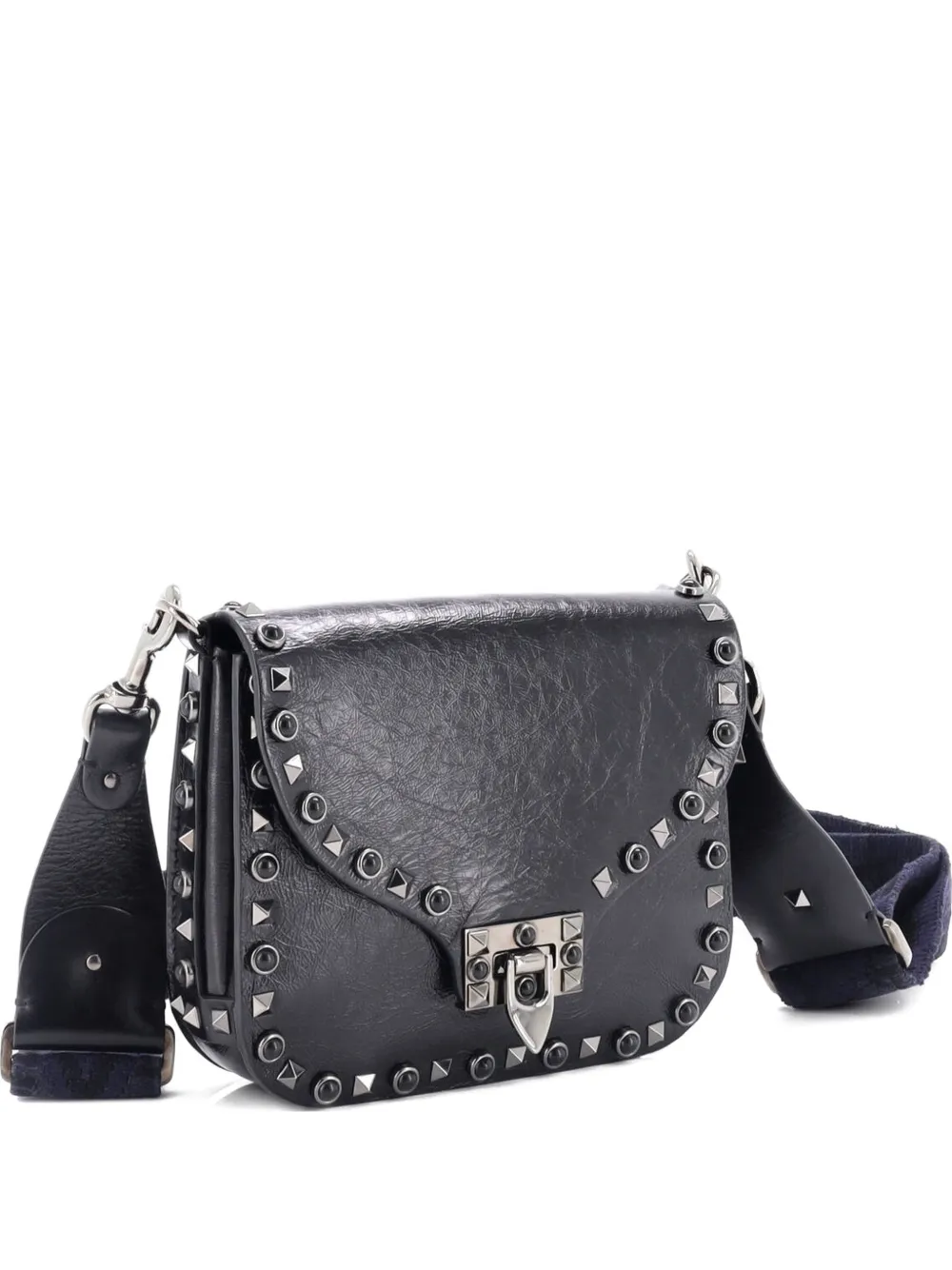 Valentino Garavani Pre-Owned Rolling Rockstud Leather with Cabochons Small crossbody bag - Nero