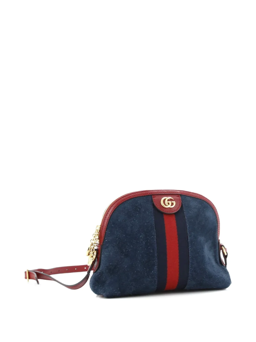 GUCCI Pre-owned Ophidia Dome Shoulder Bag Suede Small Crossbody Bag In Blue
