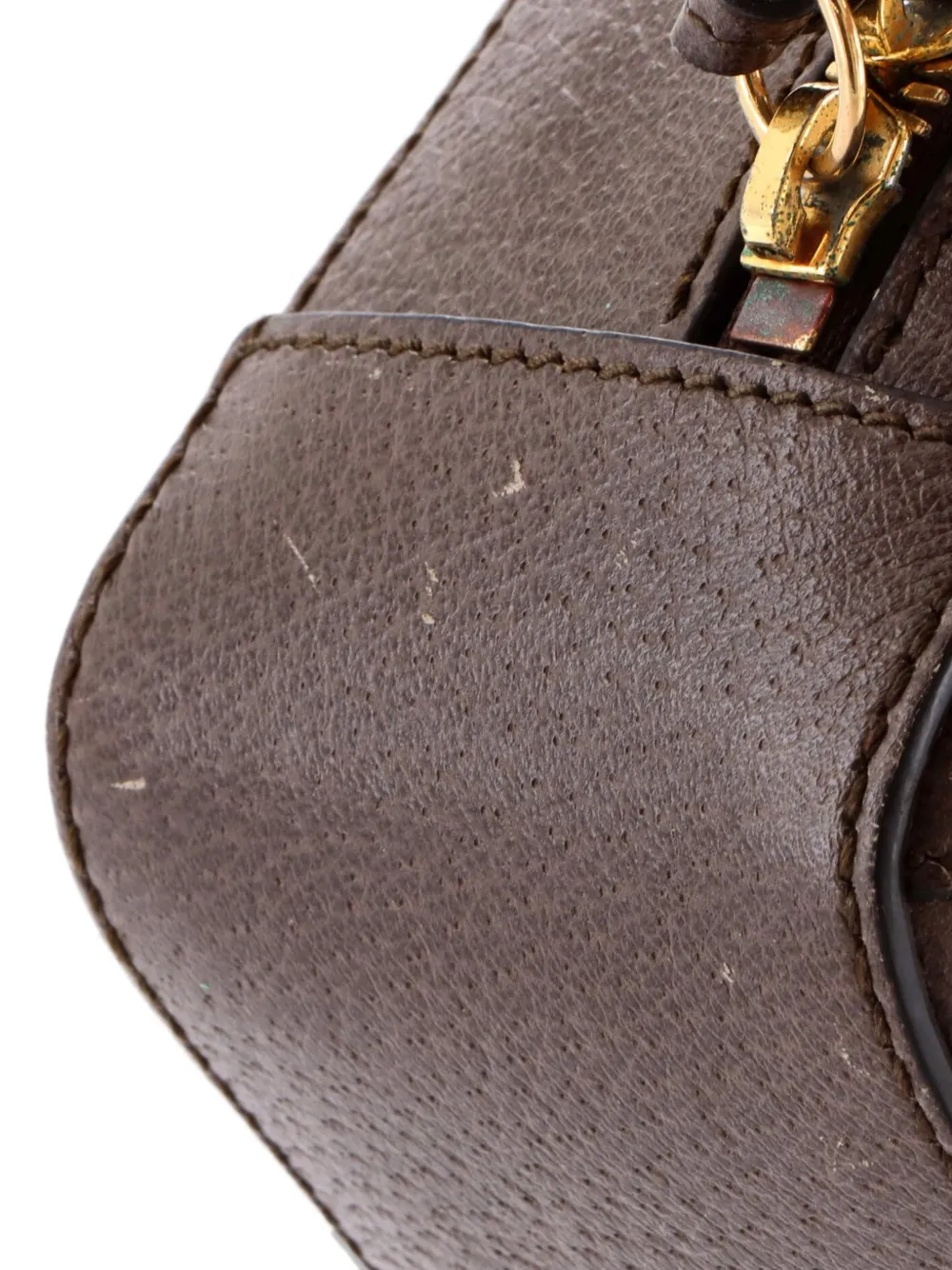 Pre-owned Gucci Ophidia Zip Around Camera Bag Gg Coated Canvas Small Shoulder Bag In Brown