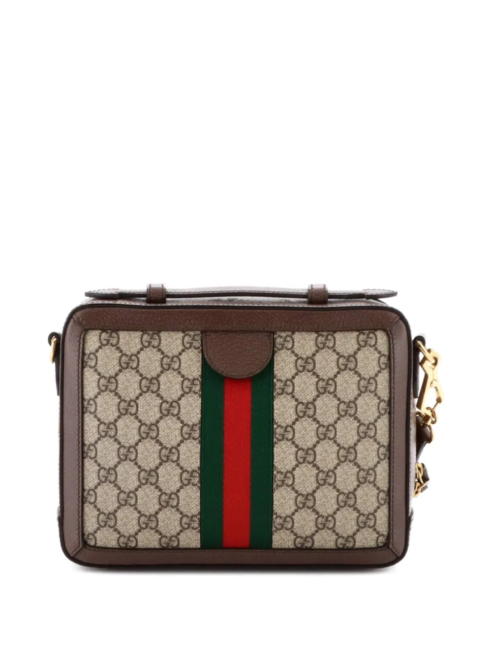 Pre-owned Gucci Ophidia Zip Around Camera Bag Gg Coated Canvas Small Shoulder Bag In Brown