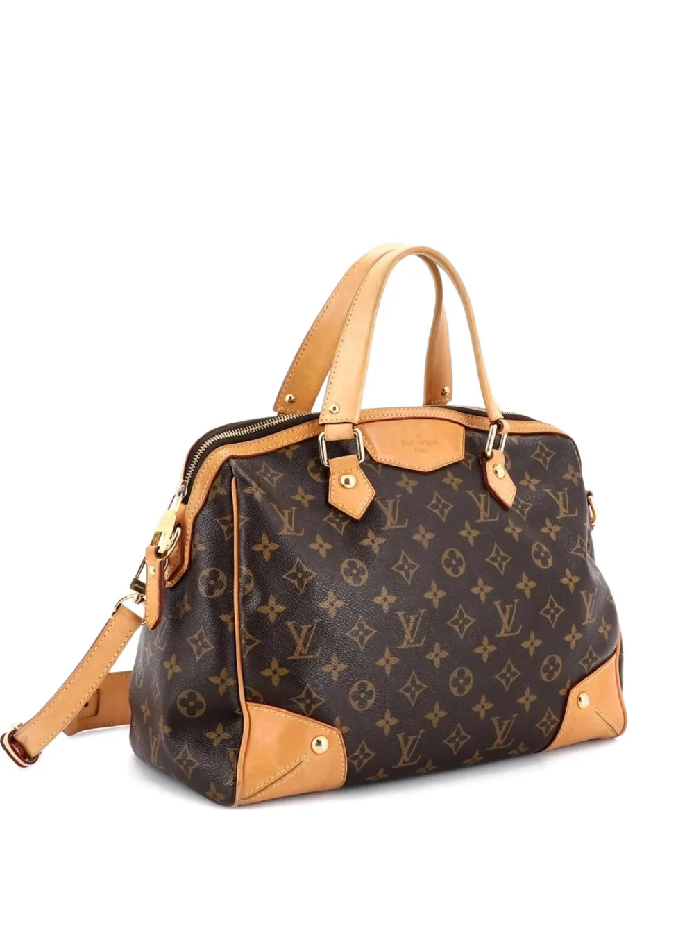 Pre-owned Louis Vuitton Retiro Handbag Monogram Canvas Pm Satchel In Brown