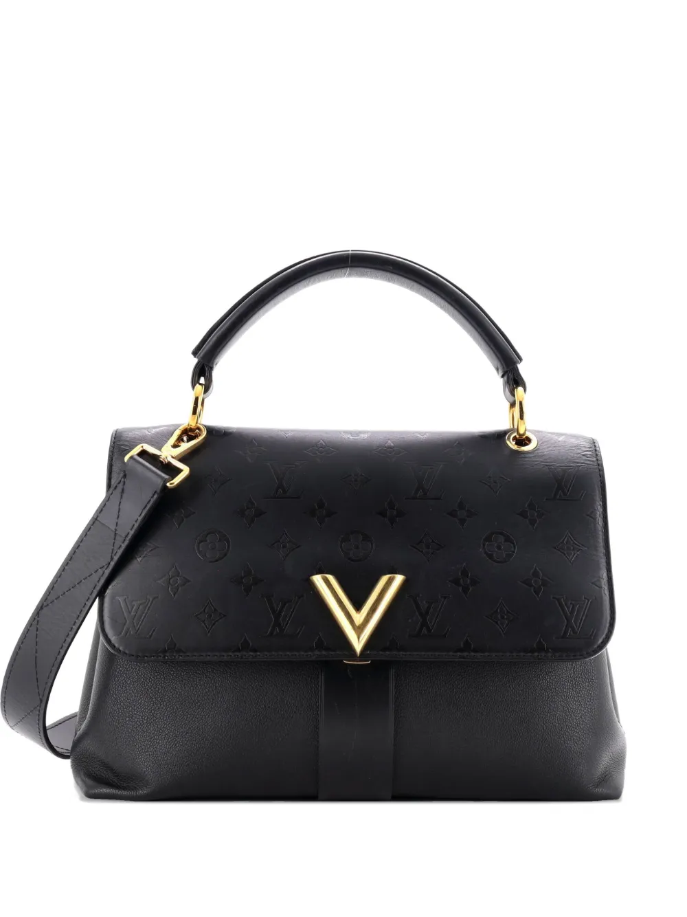 Pre-owned Louis Vuitton Very One Handle Bag Monogram Leather Satchel In Black