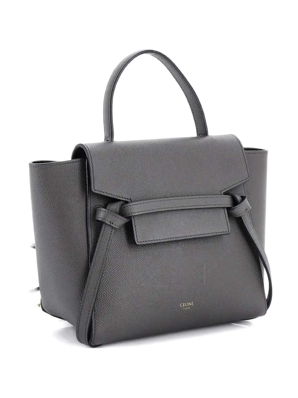 Pre-owned Celine Belt Bag Textured Leather Nano Shoulder Bag In Gray