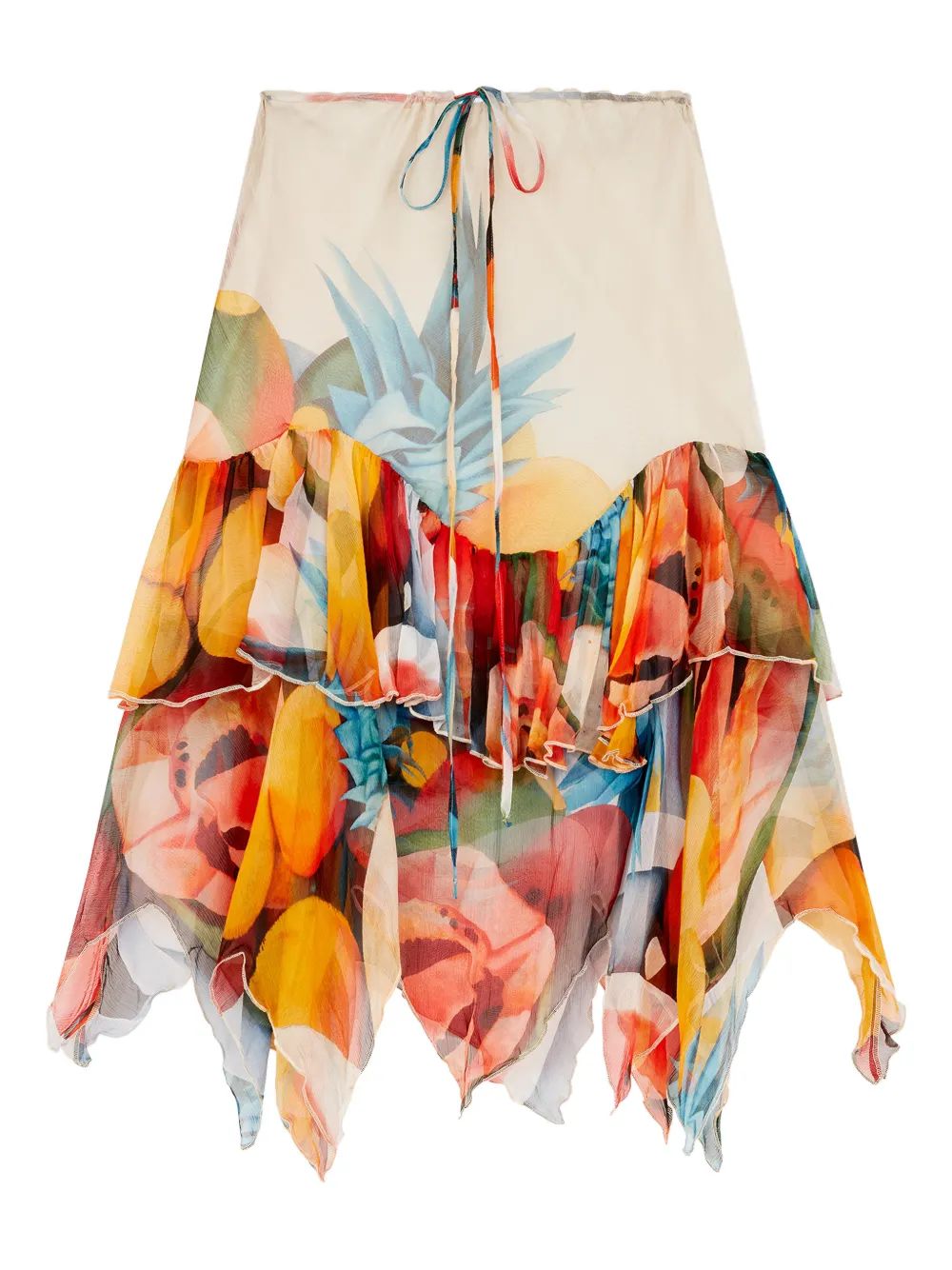 Donde Esteban ruffled chiffon silk midi skirt - Toni neutri