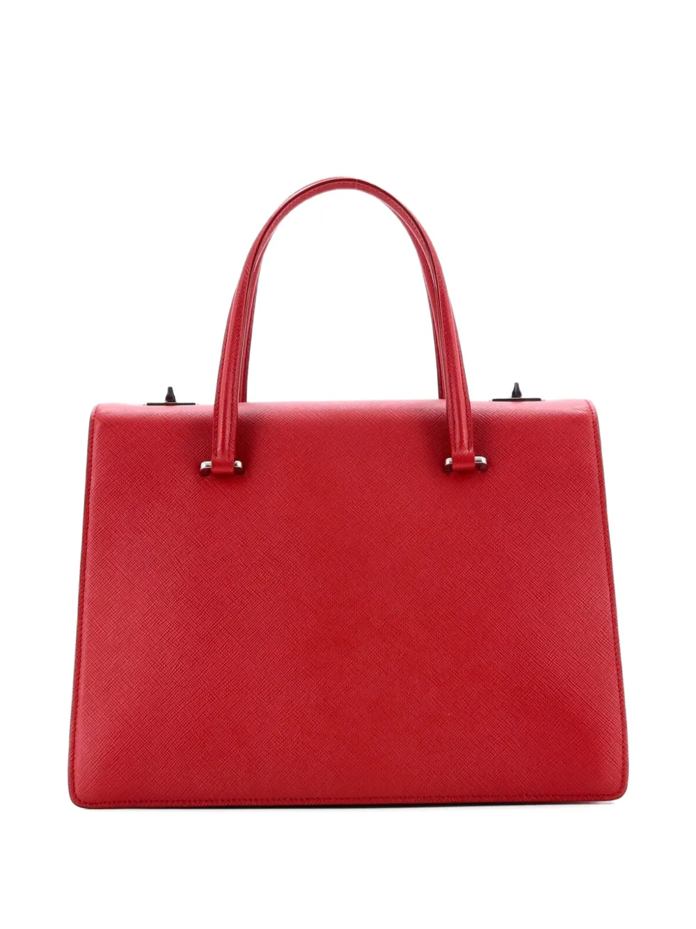 PRADA Pre-owned Turn Lock Tote Printed Saffiano Medium Satchel In Pink