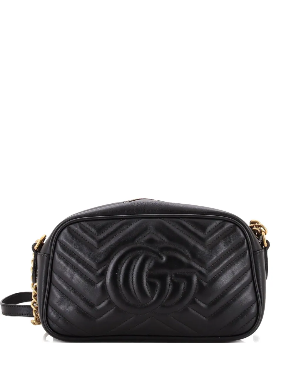 Click to view more detailed imagery on our partner's website Pre-owned Gucci Gg Marmont Shoulder Bag Matelasse Leather Small Crossbody Bag In Black