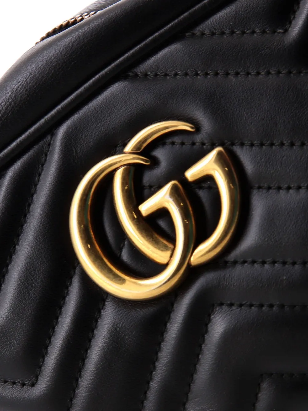 GUCCI Pre-owned Gg Marmont Shoulder Bag Matelasse Leather Small Crossbody Bag In Black