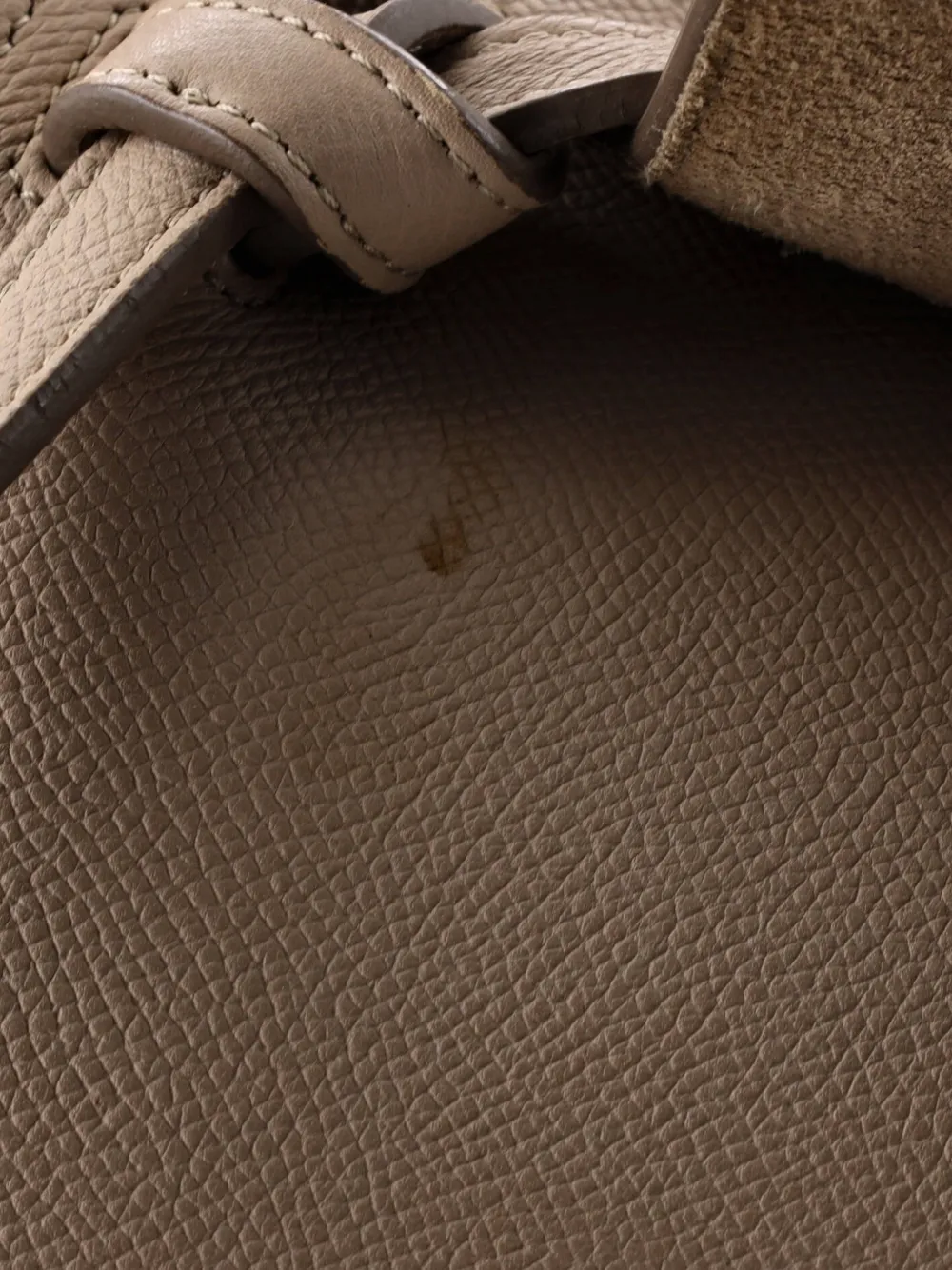 CELINE Pre-owned Belt Bag Textured Leather Medium Satchel In Neutral