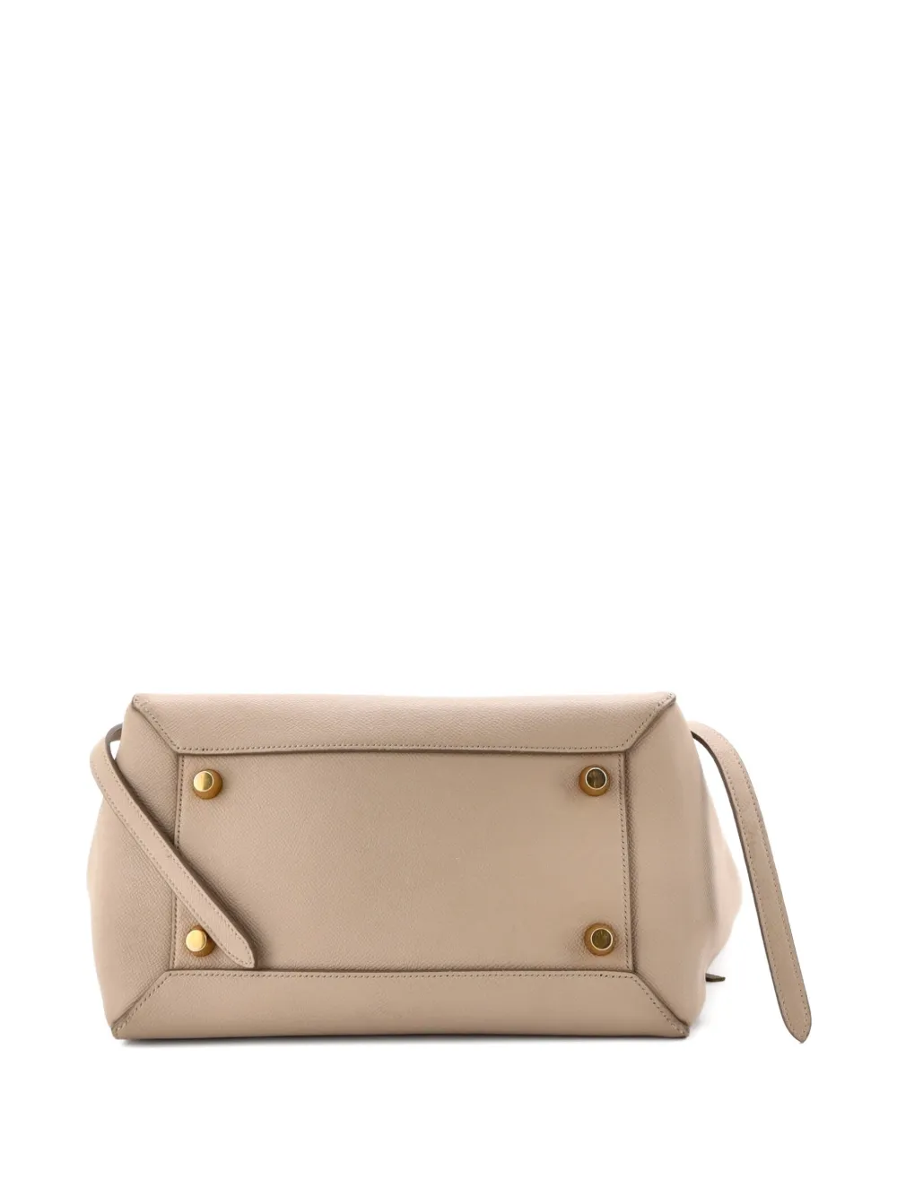 CELINE Pre-owned Belt Bag Textured Leather Medium Satchel In Neutral