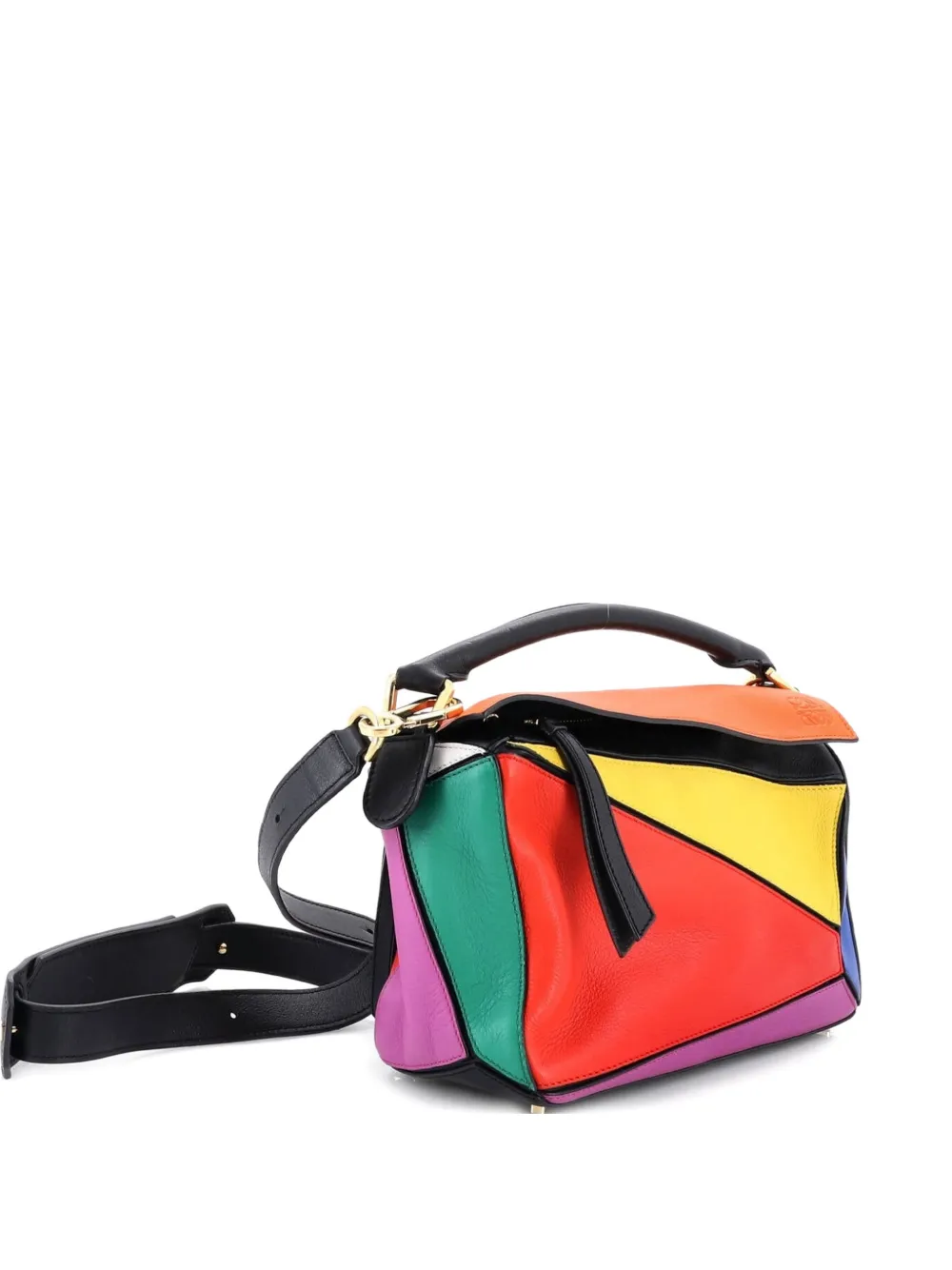 Click to view more detailed imagery on our partner's website Pre-owned Loewe Puzzle Bag Leather Small Satchel In Multi