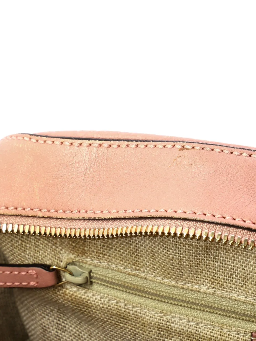 Pre-owned Gucci Convertible Top Handle Crossbody Bag Microssima Leather Medium Satchel In Pink