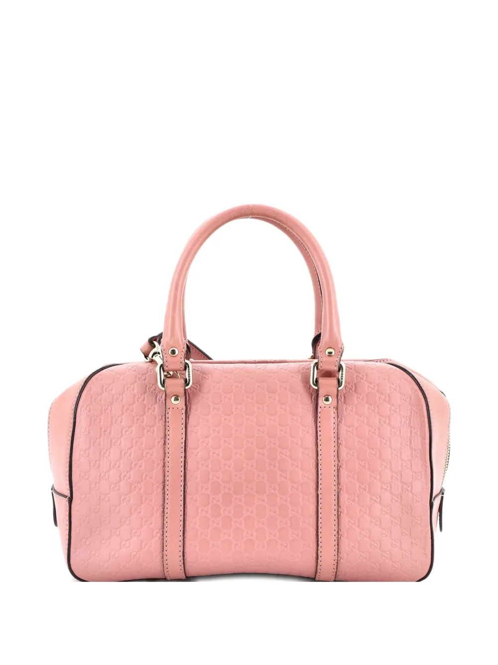 Pre-owned Gucci Convertible Top Handle Crossbody Bag Microssima Leather Medium Satchel In Pink