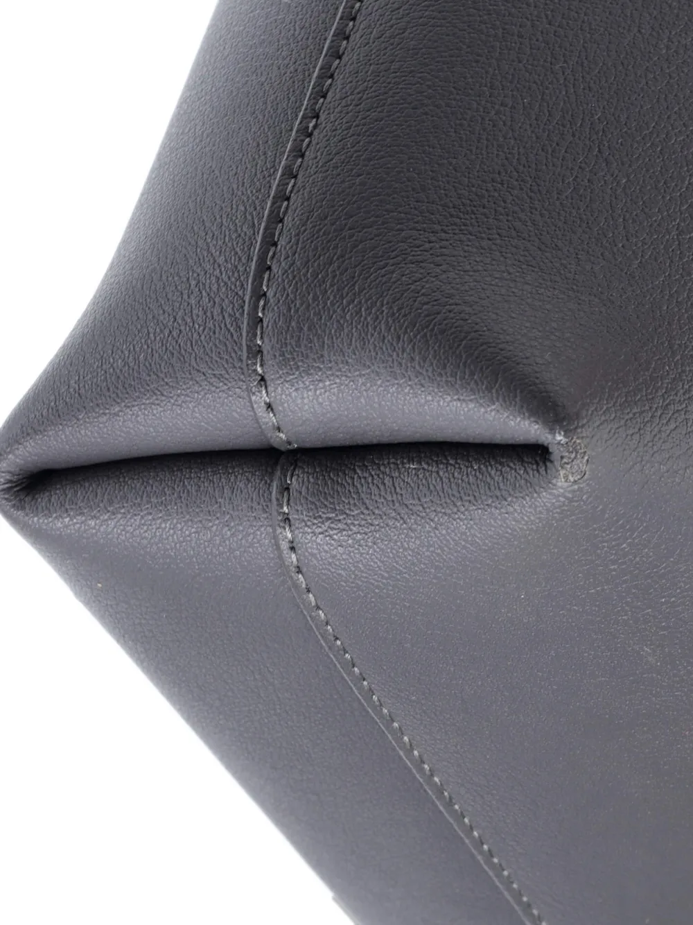 Pre-owned Saint Laurent Shopper Leather Toy Tote Bag In Gray