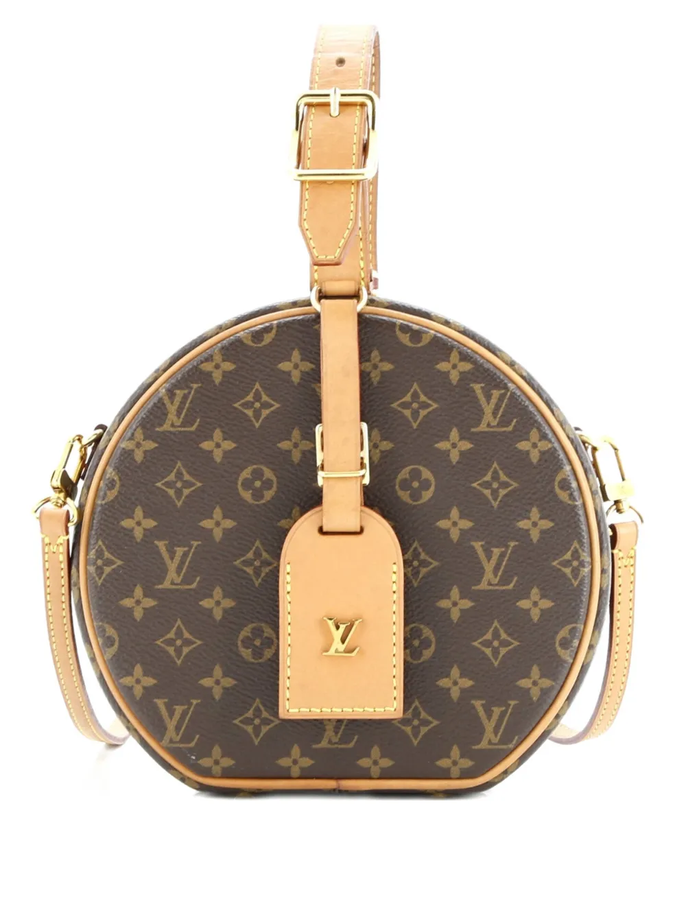 Pre-owned Louis Vuitton Petite Boite Chapeau Bag Monogram Canvas Crossbody Bag In Brown