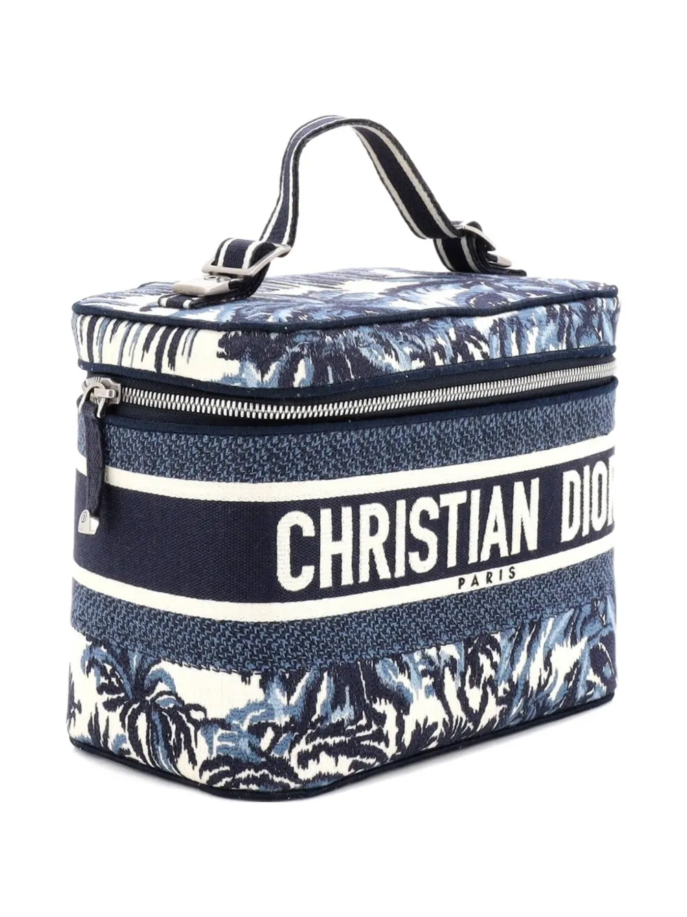 Pre-owned Dior Travel Vanity Case Oblique Canvas Pouch In Blue