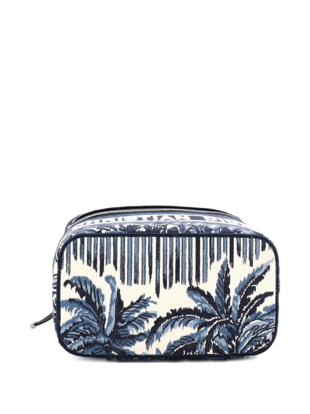 Pre-owned Dior Travel Vanity Case Oblique Canvas Pouch In Blue