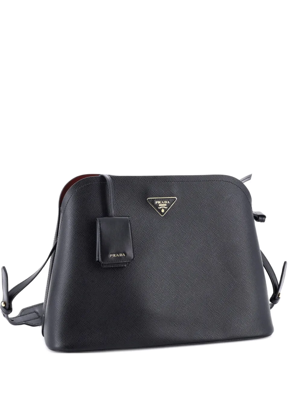 Pre-owned Prada Matinee Bag Saffiano Leather Medium Shoulder Bag In Black