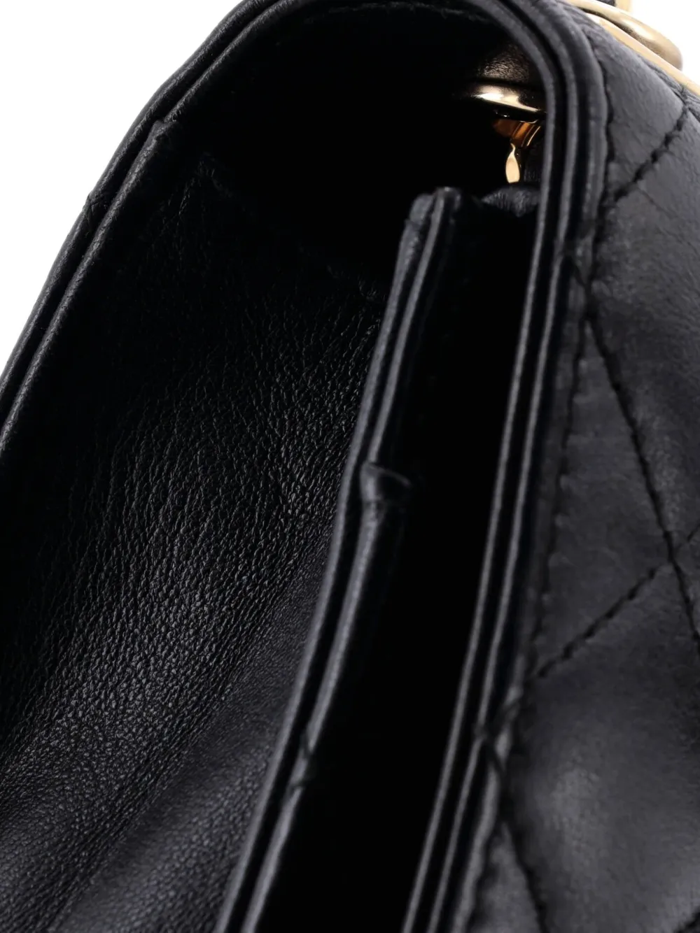 Pre-owned Chanel Trendy Cc Wallet On Chain Quilted Lambskin Crossbody Bag In Black