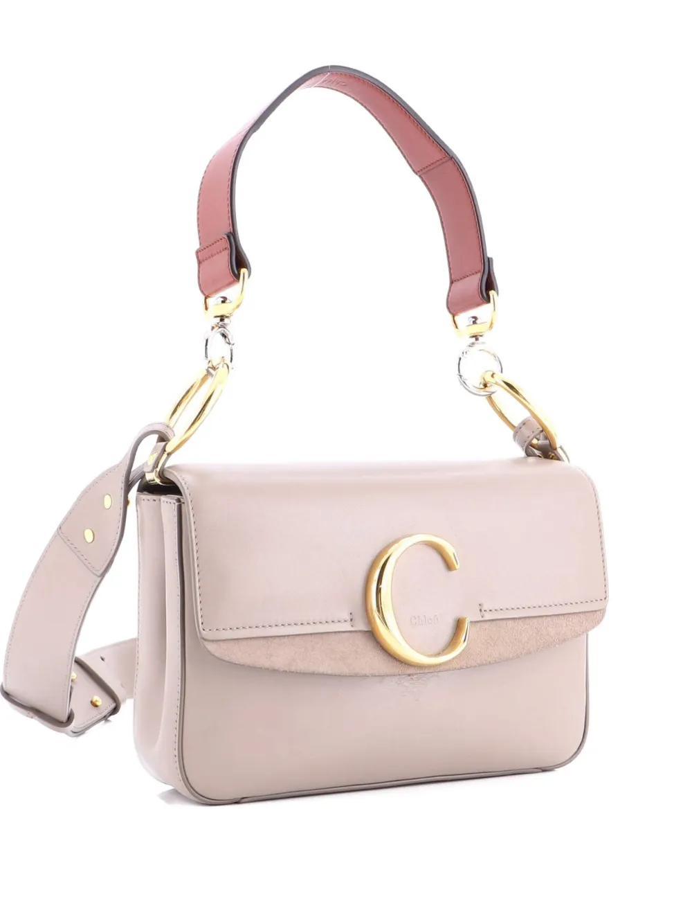 Chloé Pre-Owned C Double Carry Bag Leather Small crossbody bag - Toni neutri