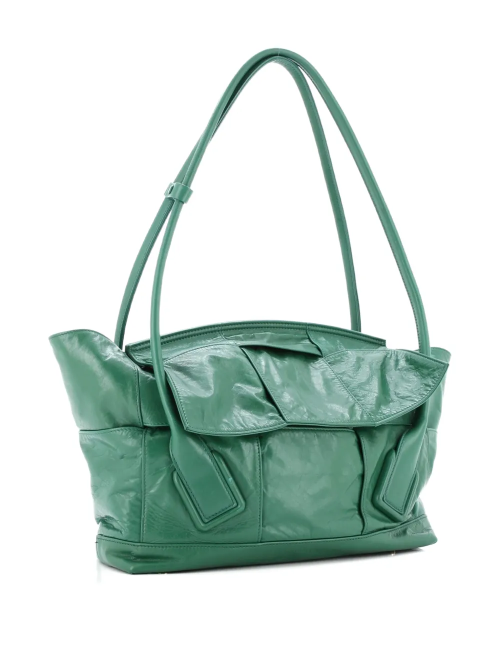 BOTTEGA VENETA Pre-owned Arco Bag Maxi Intrecciato Leather Medium Shoulder Bag In Green