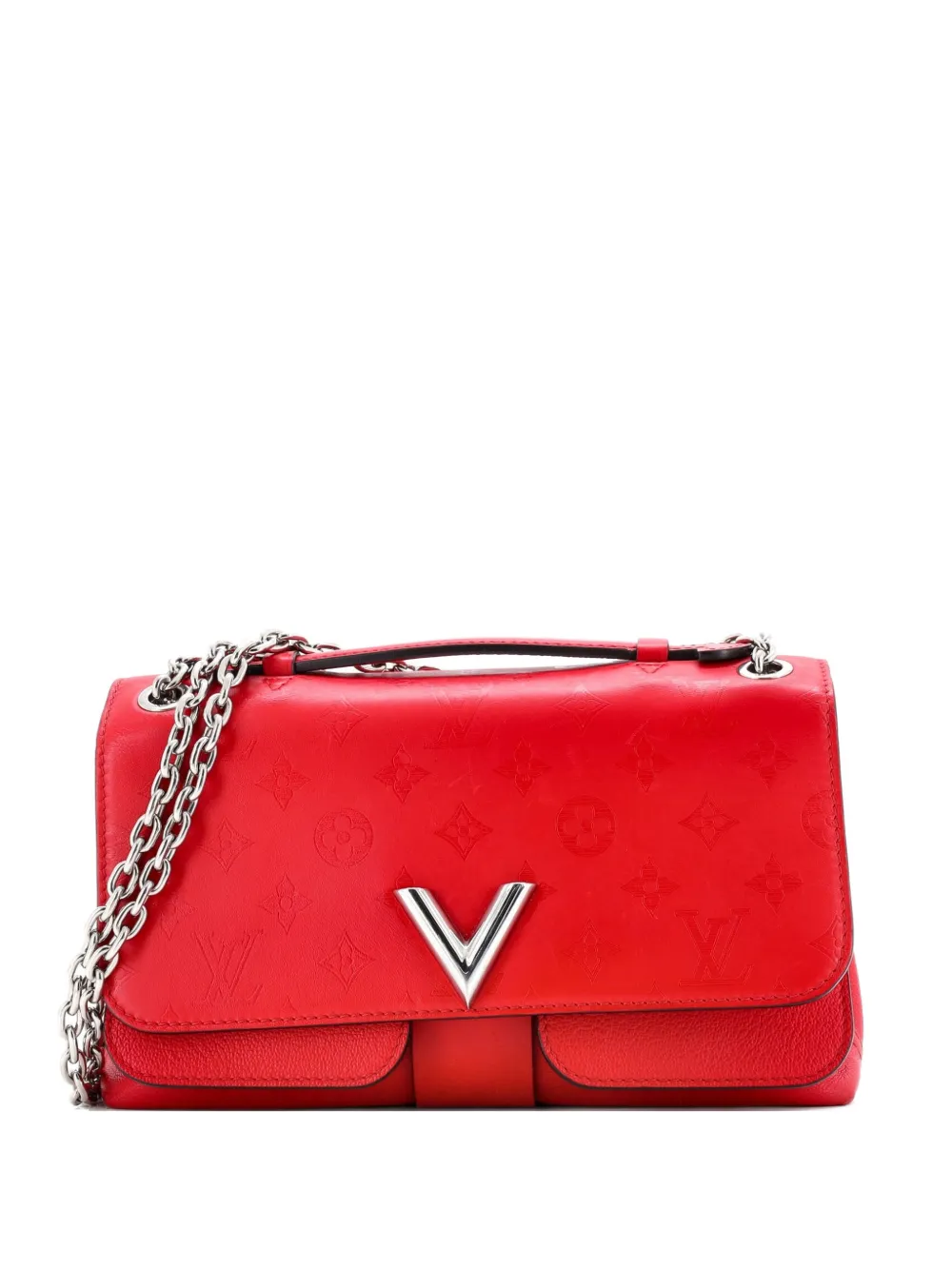 Pre-owned Louis Vuitton Very Chain Bag Monogram Leather Shoulder Bag In Red