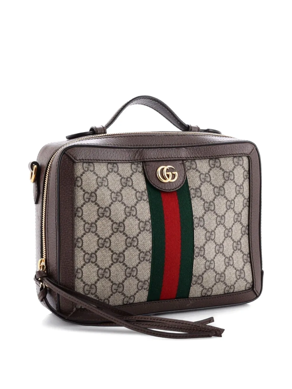 GUCCI Pre-owned Ophidia Zip Around Camera Bag Gg Coated Canvas Small Shoulder Bag In Brown