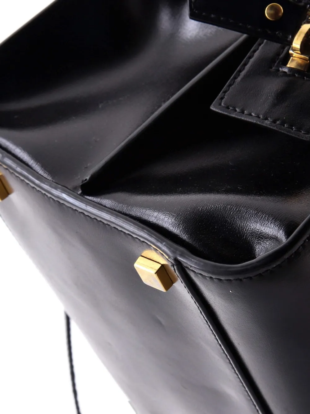 SAINT LAURENT Pre-owned Uptown Leather Medium Tote Bag In Black