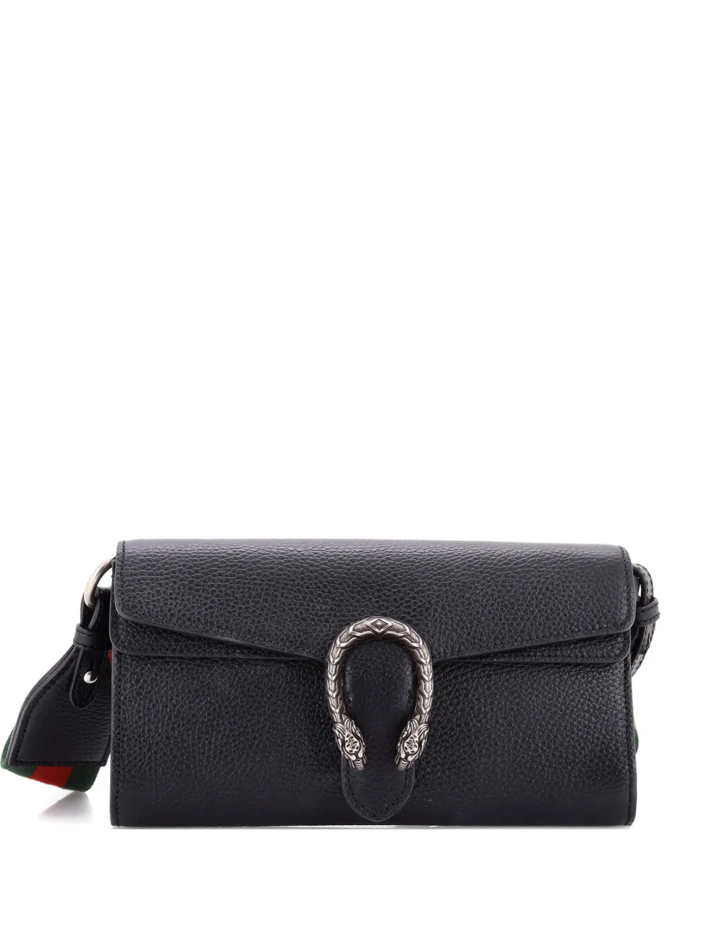 Pre-owned Gucci Dionysus East-west Flap Bag Leather Small Shoulder Bag In Black