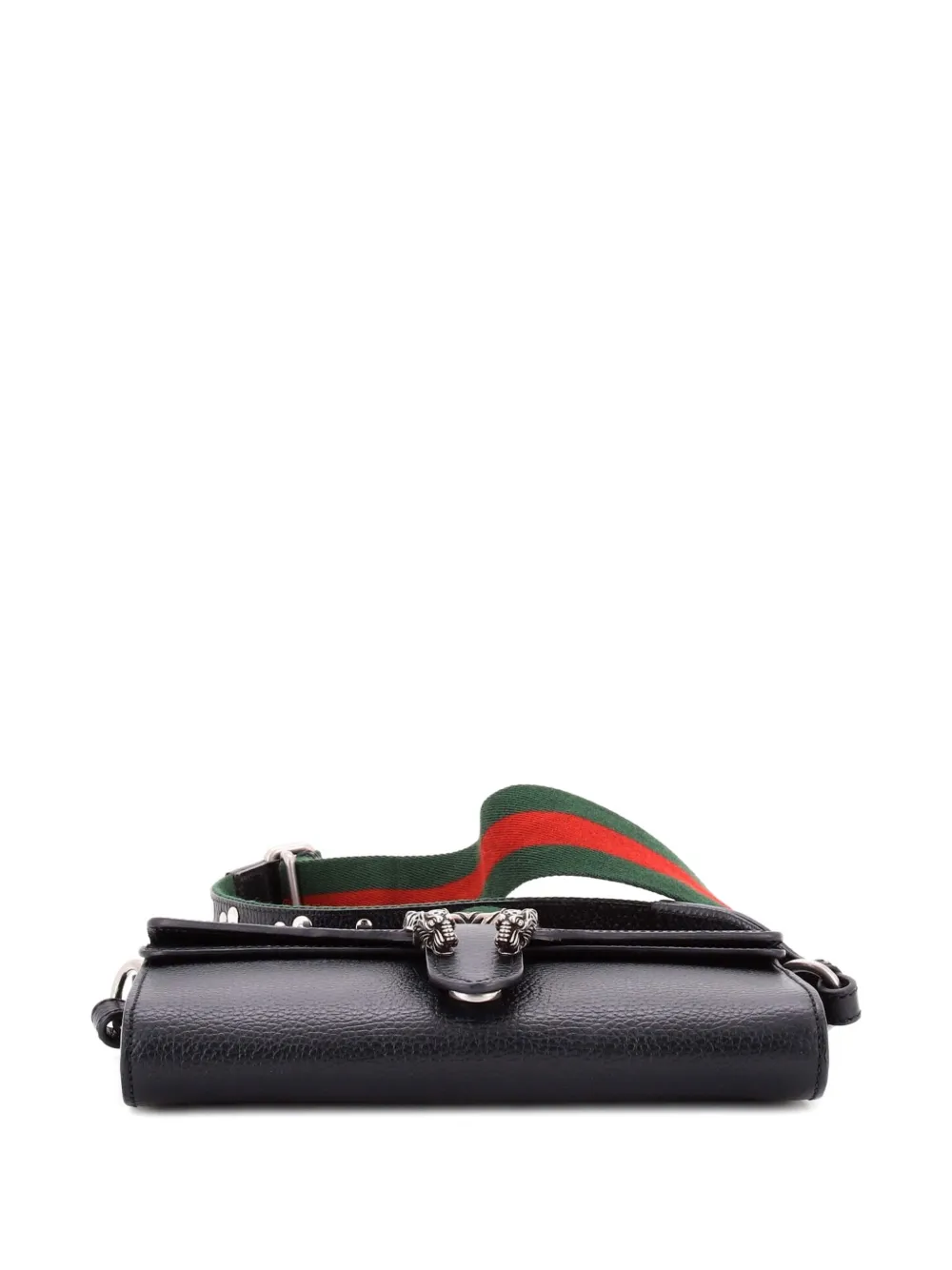 Pre-owned Gucci Dionysus East-west Flap Bag Leather Small Shoulder Bag In Black