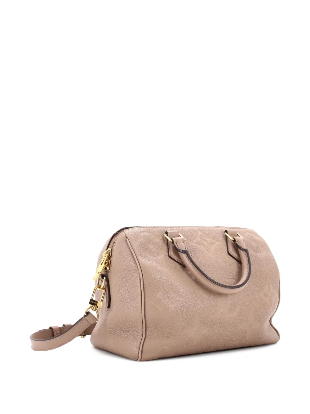 Pre-owned Louis Vuitton Speedy Bandouliere Bag Monogram Empreinte Giant 25 Satchel In Neutral