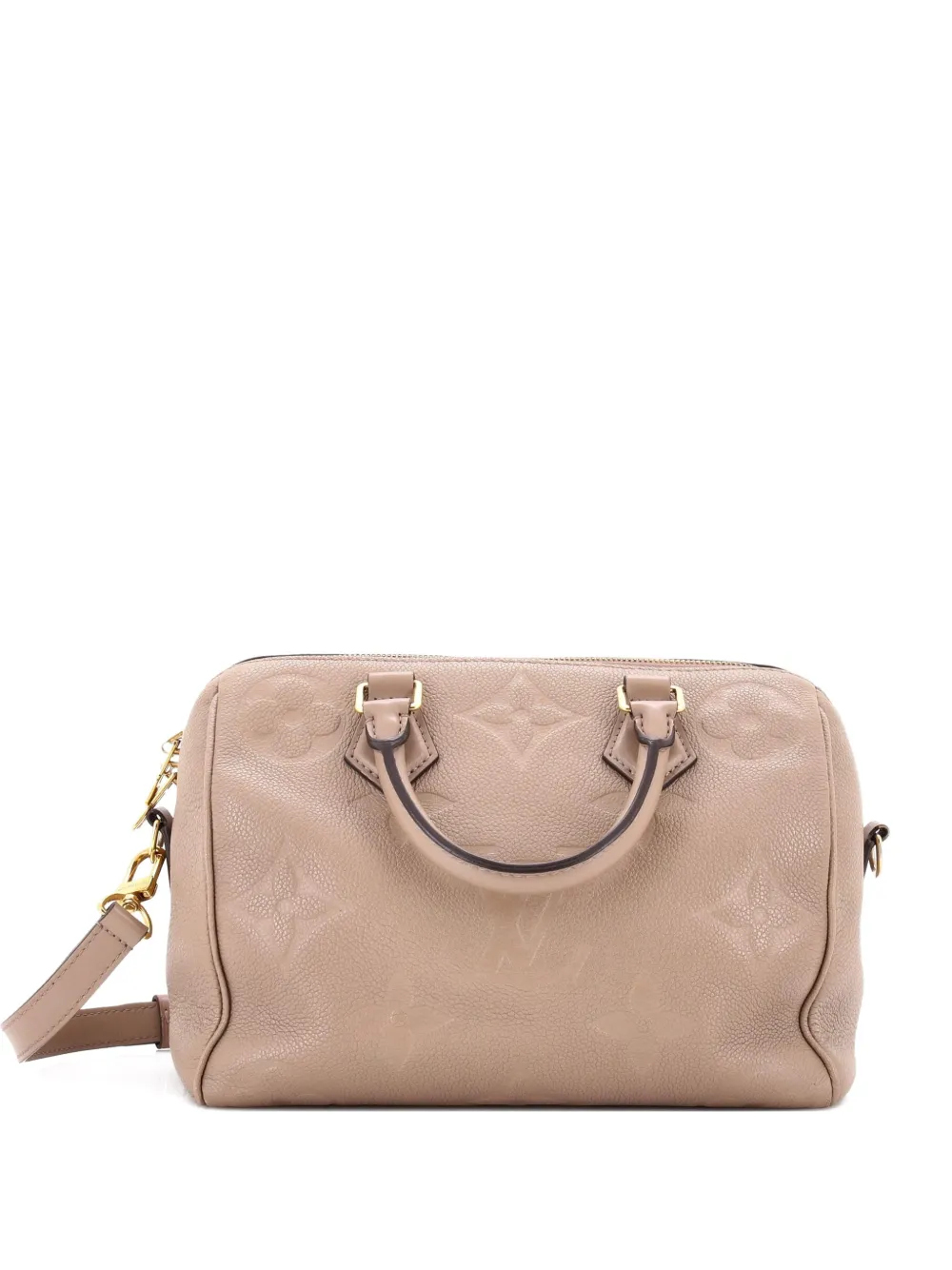 Pre-owned Louis Vuitton Speedy Bandouliere Bag Monogram Empreinte Giant 25 Satchel In Neutral