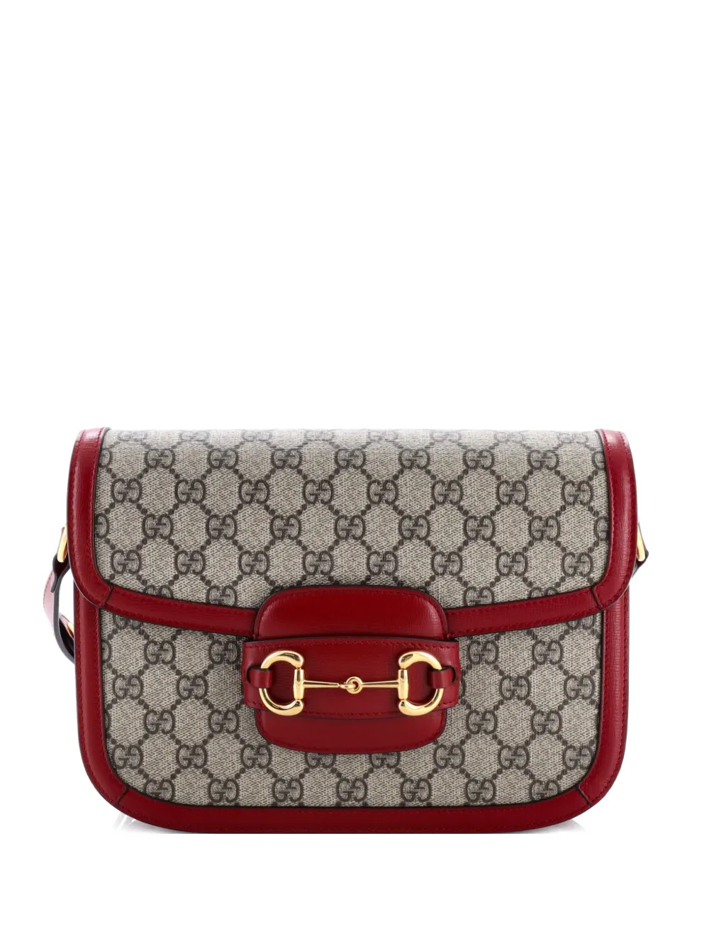 Gucci Pre-Owned Horsebit 1955 Shoulder Bag GG Coated Canvas with Leather Small crossbody bag - Rosso