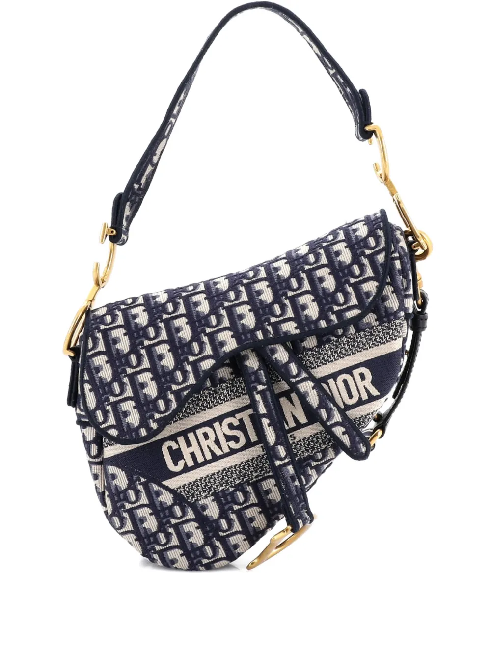 Christian Dior Pre-Owned Saddle Handbag with Strap Oblique Canvas Medium shoulder bag - Blue