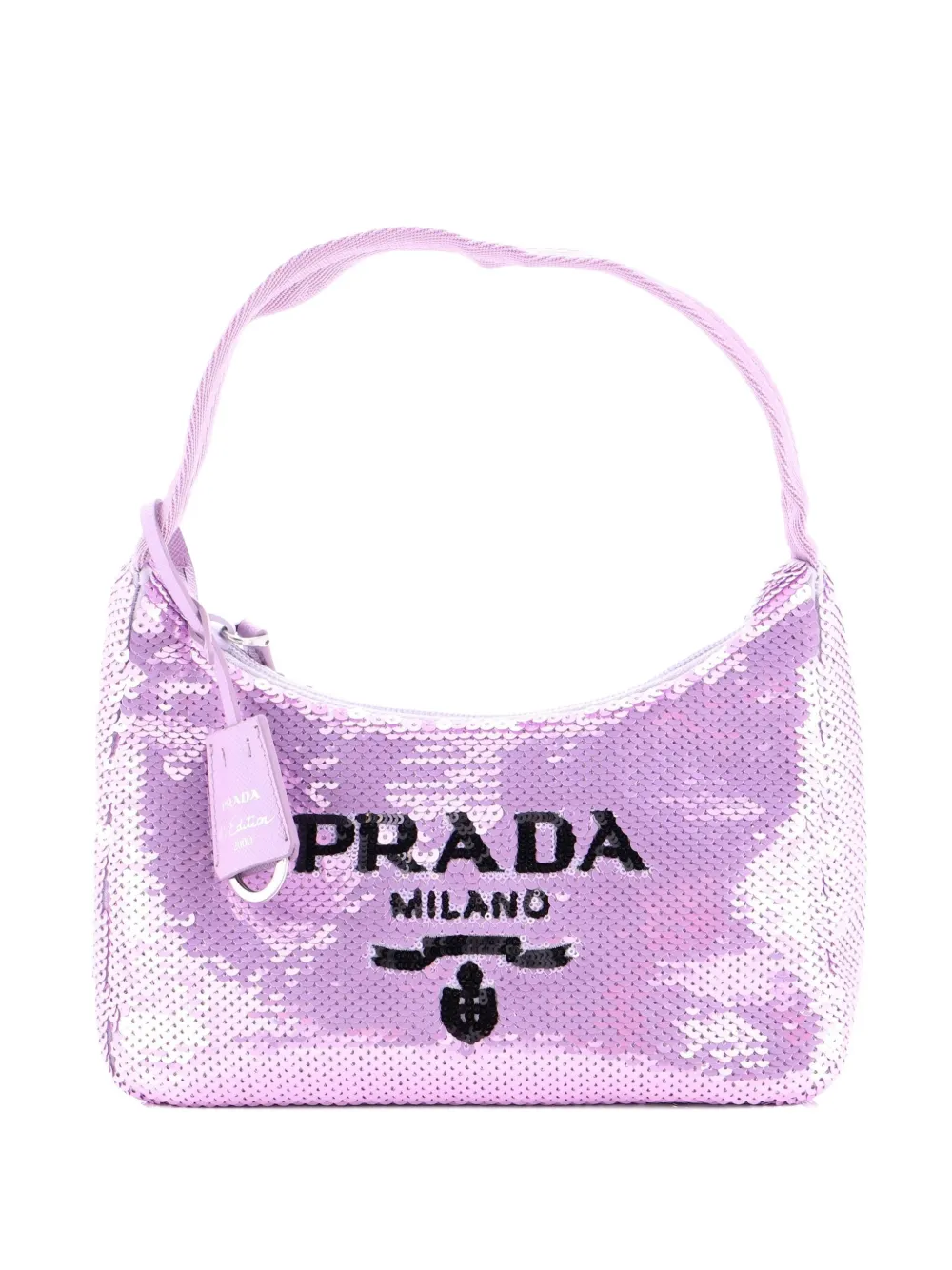 Pre-owned Prada Re-edition 2000 Sequins Mini Hobo Bag In Purple