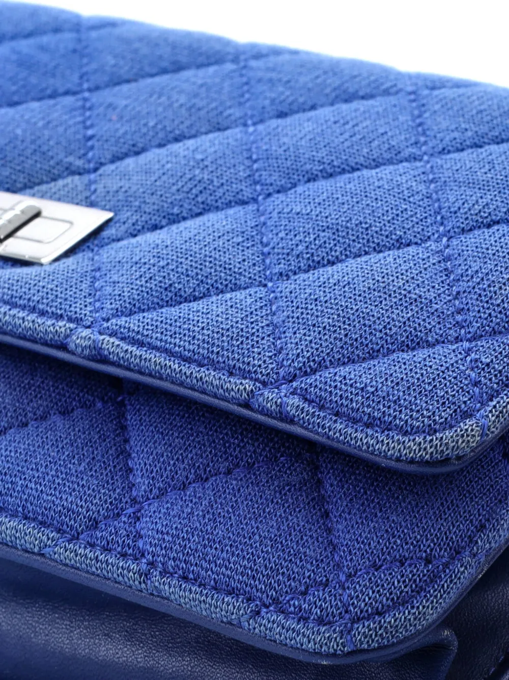 CHANEL Pre-owned Reissue 2.55 Wallet On Chain Quilted Jersey Crossbody Bag In Blue