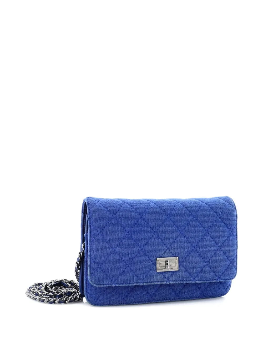 CHANEL Pre-owned Reissue 2.55 Wallet On Chain Quilted Jersey Crossbody Bag In Blue