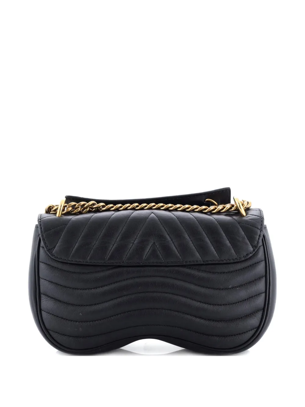 Pre-owned Louis Vuitton New Wave Chain Bag Quilted Leather Mm Crossbody Bag In Black