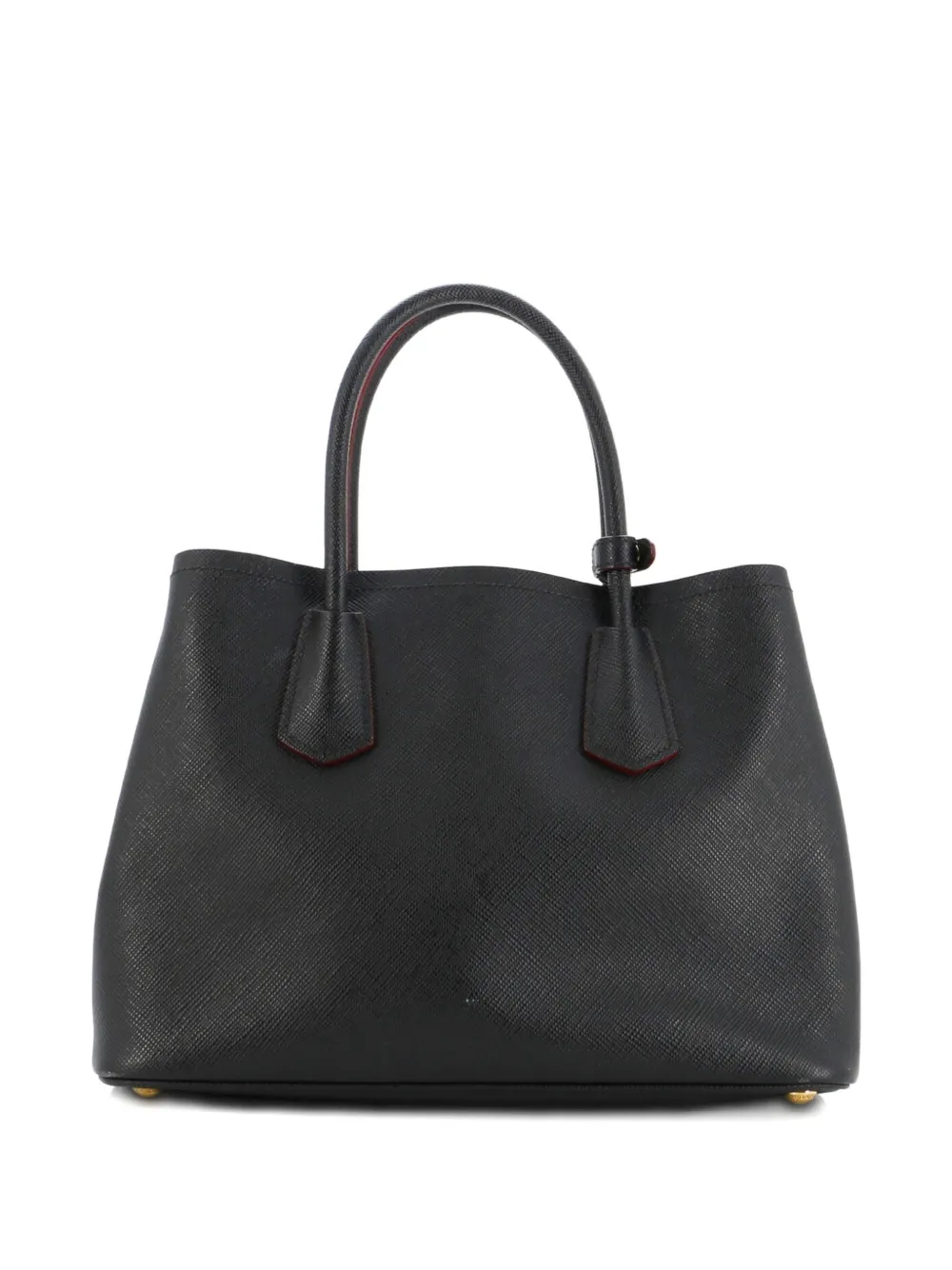 PRADA Pre-owned Cuir Double Saffiano Leather Small Tote Bag In Black