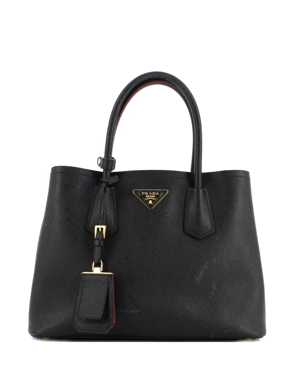 Click to view more detailed imagery on our partner's website Pre-owned Prada Cuir Double Saffiano Leather Small Tote Bag In Black