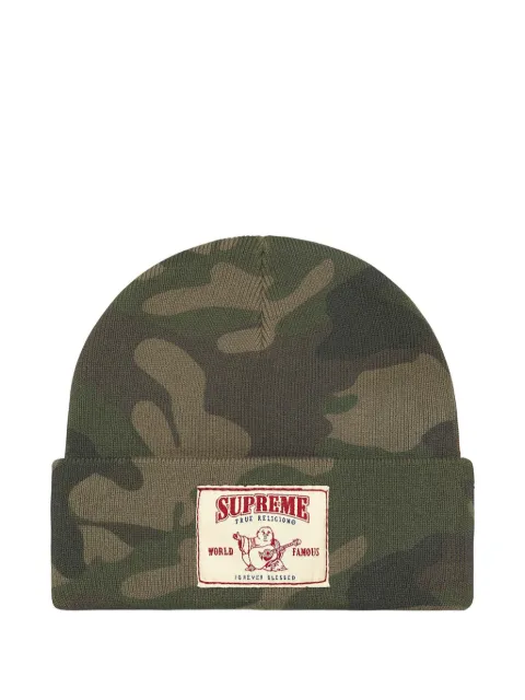 Supreme camouflage-pattern beanie hat