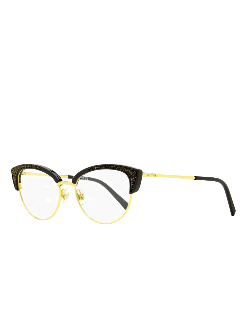 Swarovski Eyewear Sk5363 Glitter Cat-eye Glasses In Gold