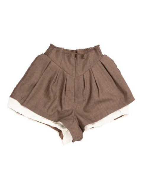 YANGKEHAN frayed pleated shorts
