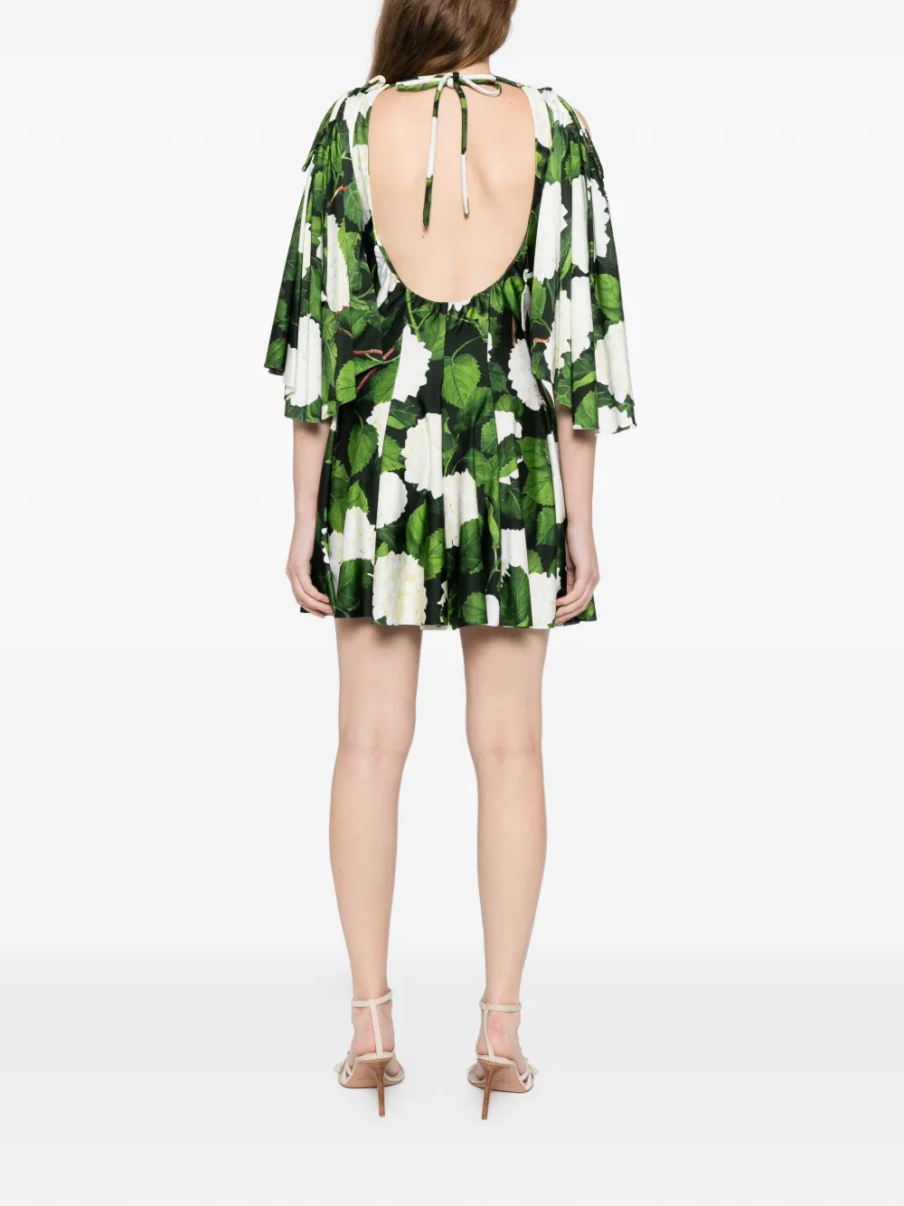 Oscar de la Renta Mini-jurk met bloemenprint Zwart