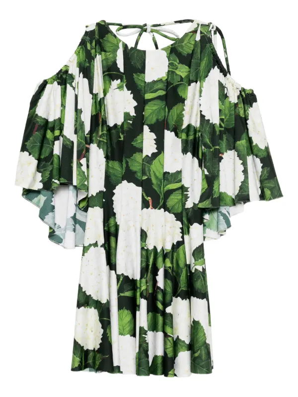 Oscar de la Renta Floral Mini Dress in Black
