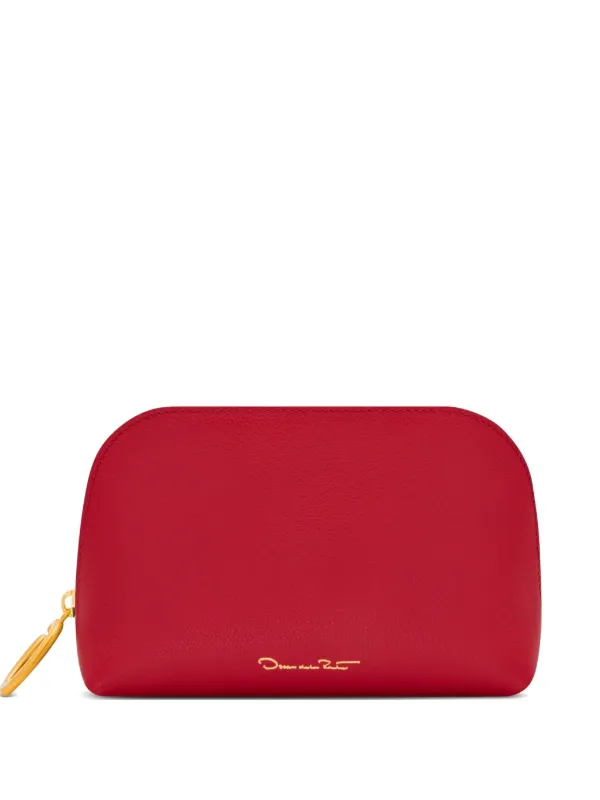Oscar de la Renta Small Zip-up Makeup Bag in Red