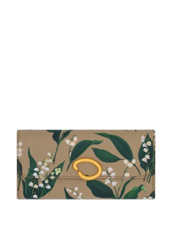 Oscar de la Renta Lily of the Valley-printed Continental Wallet in Neutrals