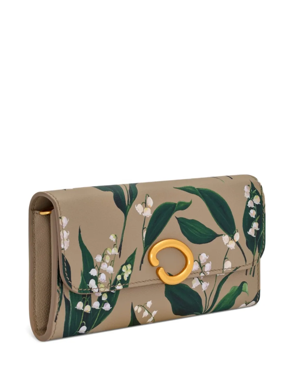 Oscar De La Renta Lily Of The Valley-printed Continental Wallet In Brown